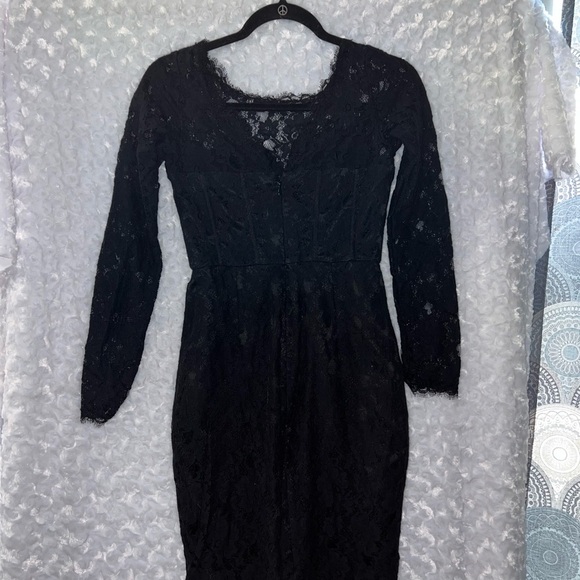 BCBG MaxAzria Black Lace Arlena Mini Dress Size 0 - Picture 6 of 8